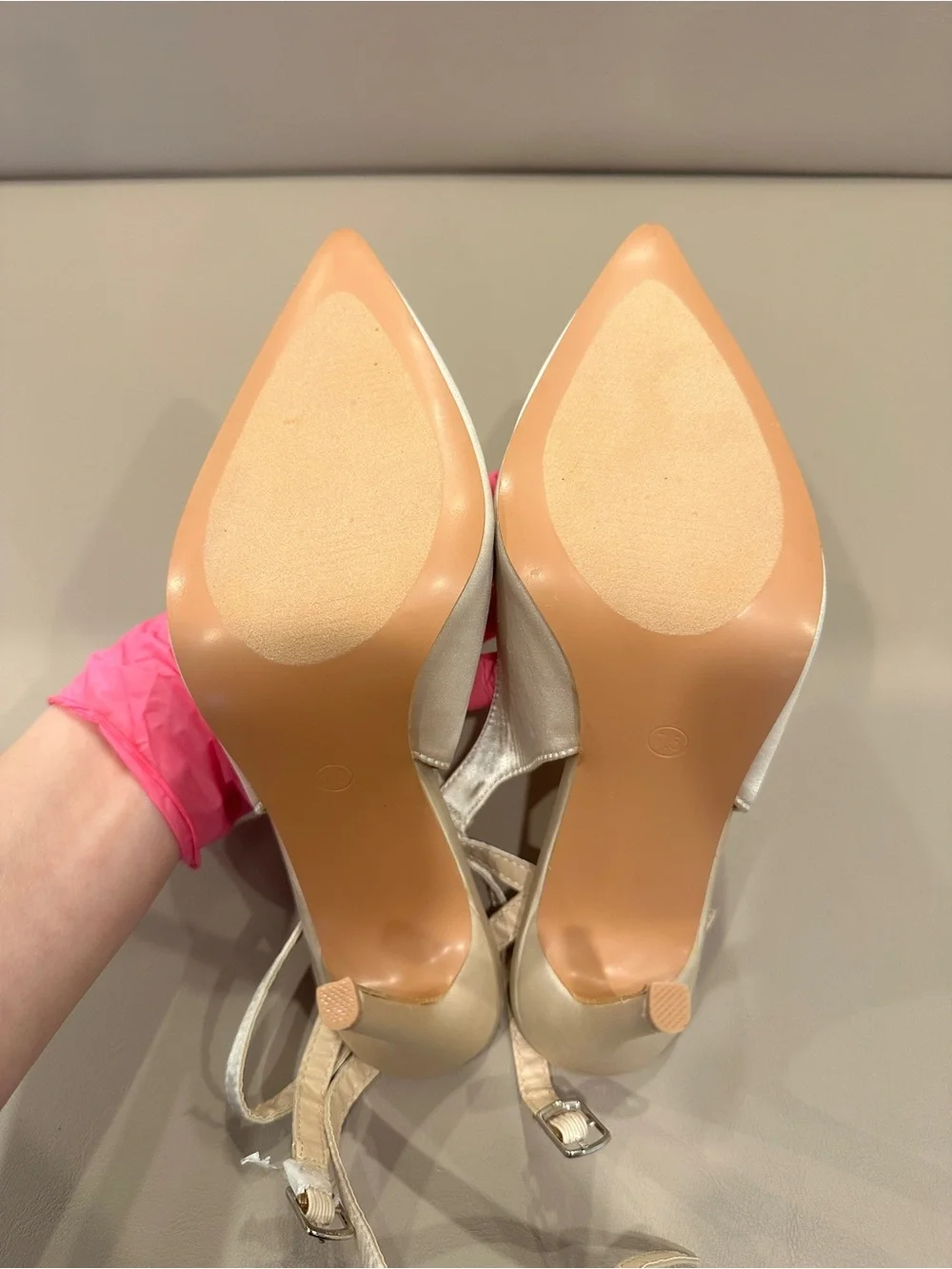 Lulu's White Satin Slingback Pointed Heels